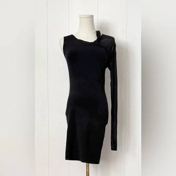 Helmut Lang NWT LS Twist Dress Size Small Black